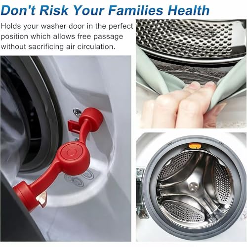 Magnetic Door Prop for Front Load Washer, 360° Adjustable Compact (Red) - color: Red