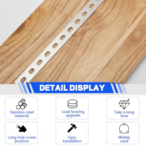 Zonon 15 Pcs 16 Inches Flat Straight Brace Brackets Adjustable 201 Stainless Steel Mending Plate 408mm/16 '' Length 16 Screw Hole Straight Bracket, 2.8 mm Thickness, Slot for 5/16" Screw (Silver) - color: Silver
