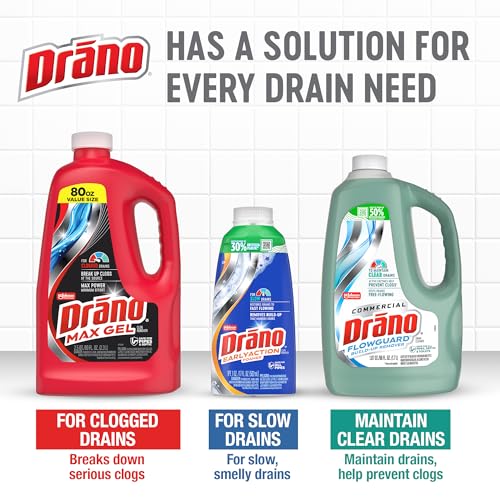 Drano Max Gel Drain Clog Remover & Cleaner, Safe for All Pipes/Septic, 80oz - size: 80 Fl Oz (Pack of 1)
