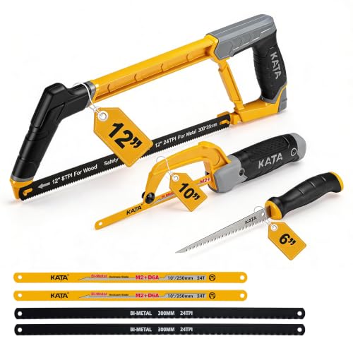 KATA Hand Saw Kit, 12" Heavy Duty Hacksaw, 10" Mini Hacksaw, 6" Drywall Saw - size: 3 Pack Handsaw Set