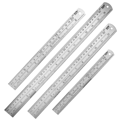 Steel Rulers 6 8 12 16 inch Imperial Metric Systems Thick Metal Deeper Clear Scale School Students Drafting Architect Carpenter Engineer Measuring Tool - size: 6,8,12,16 inch
