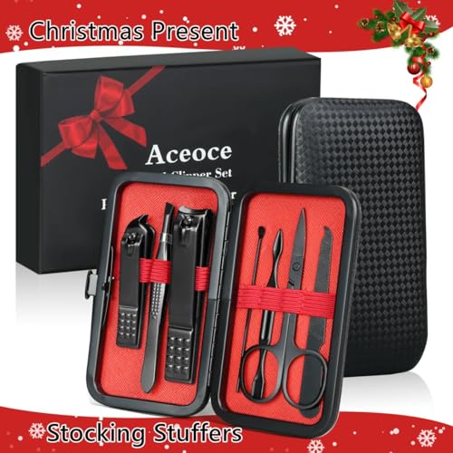 Aceoce Manicure Set Professional Nail Clippers Set Manicure Pedicure Kit - color: Black and Red