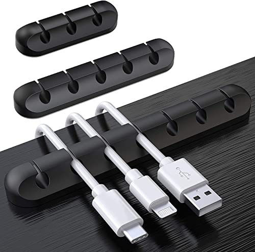 SOULWIT 3 Pcs Silicone USB Cable Holder Clips, Self Adhesive - Black - color: Black
