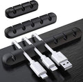 SOULWIT 3 Pcs Silicone USB Cable Holder Clips, Self Adhesive - Black - color: Black