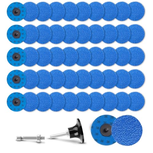 50Pcs 3 inch R-Type Quick Change Zirconia Surface Conditioning Sanding Discs Set 36 Grit with Adapter & Backing Pad - style: 36 Grit