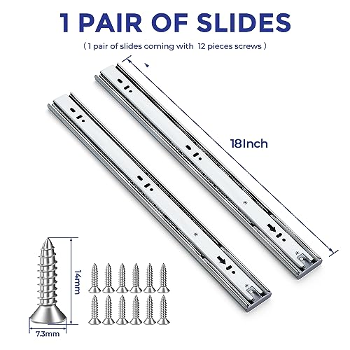 Ravinte Silver Soft Close Drawer Slides 18 Inch 1 Pairs 2 Pack - color: Silver, size: 18 Inch