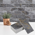 StyloVue 100 Pieces Peel and Stick Backsplash for Kitchen, 3" x 6" PVC Subway Tile 2026 Upgraded Gray-Gold Stone Backsplash Stick on Tile Elevate Kitchen Fireplace RV - color: Gray-Gold Stone