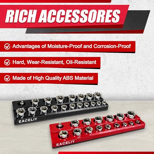 Magnetic Socket Organizer Set, 1/2", 1/4" and 3/8" SAE & Metric Deep & Shallow Tools Tray Holder Kit, holds 199pcs Sockets (sockets not included) (8PC 1/2&3/8&1/4) 丨8PCS - size: 8PC 1/2&3/8&1/4