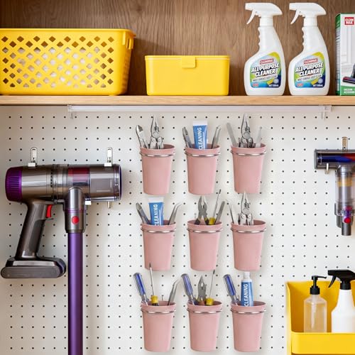 Pegboard Cups With Loops, 9 Pack Pink Peg Board Pencil Holder Organizer - color: Pink
