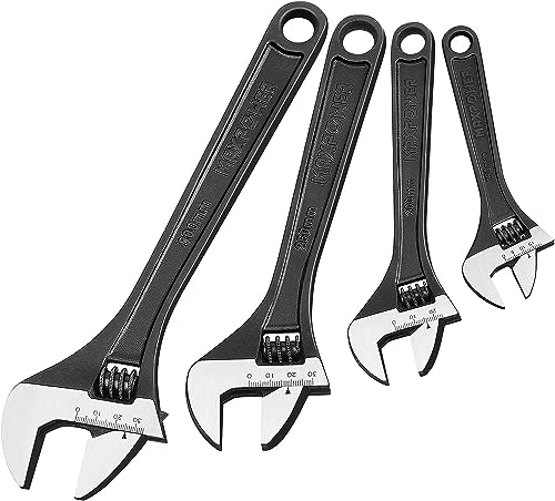 MAXPOWER Adjustable Wrench Set, Forged, Heat Treated, Black Phosphate Finish Adjustable Wrenches, 4 Pack (6-inch, 8-inch, 10-inch, 12-inch) - size: 6“ 8” 10“ 12”