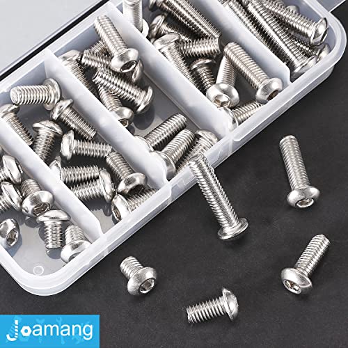M6 x 8mm 12mm 16mm 20mm 25mm Button Head Socket Cap Screws Bolts, Stainless Steel 304, Metric Allen Hex Drive, Bright Finish, Fully Threaded, Assortment Kit 50PCS - size: Button M6x8-25 mm