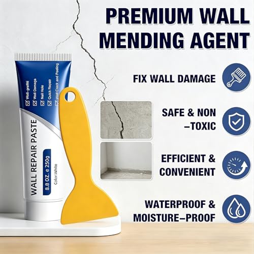 Efficient Drywall Repair Kit, Quick Drying Wall Repair Paste with Scraper & Sandpaper, Durable Spackle Wall Repair, Upgrade Wall Mending Agent for Holes & Cracks, Dents & Small Damage (2 Pcs) - color: 2 Pcs