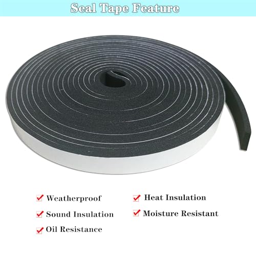 Weather Stripping Foam Tape 2 Rolls (1/2 in x 1/8 in x 16.4FT), Self Adhesive Door Seal for Small Gaps, Window Insulation, Draft Stopper Foam Strip Total 32.8 FT - size: 1/2in x 1/8in x 32.8FT