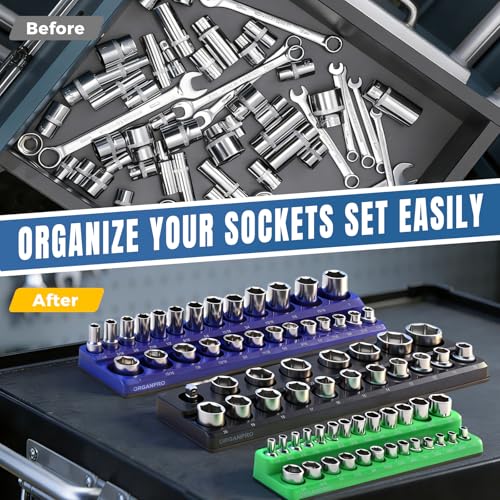 Magnetic Socket Organizer, 143-Socket Holder Tray Set| Strong Base
