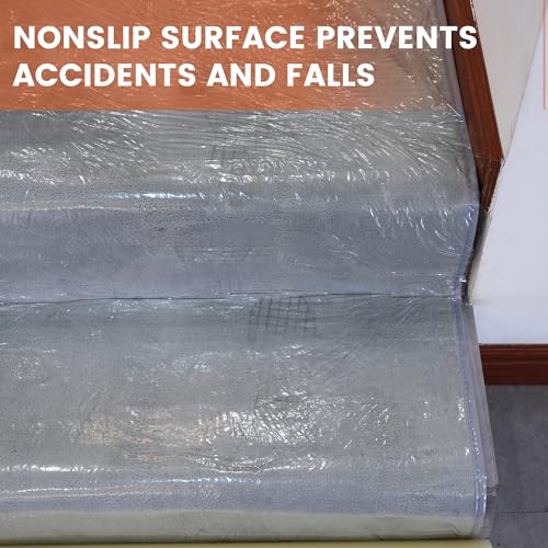 TAPEBEAR Carpet Protection Film 24" x 200' Carpet Cover 400 Sq.Ft | Self Adhesive Plastic Carpet Protector, Clean Removal, Clear Surface Protective Film for Painting, Moving, Open Houses
