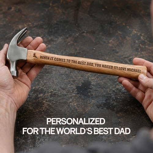 Personalized Hammer Gift for Dad - Custom Laser Engraved 13 Inch Wooden Handle Claw Hammer - Father's Day, Birthday, Christmas Gifts for Dad, Husband, Grandpa, Stepdad - You Nailed It