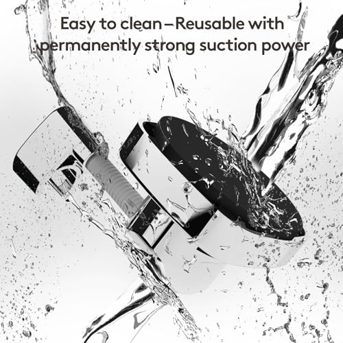 Shower Head Holder with Suction | 360° Swivel | Silver - color: Silver