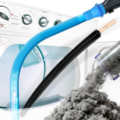 Holikme Dryer Vent Cleaner Kit, Vacuum Hose Attachment, 2-Piece, Blue | Adjustable Cable Tie for Easy Attachment, Flexible Lint Brush Removes Lint from Dryer Lint Screens and Tight Spaces - color: Blue