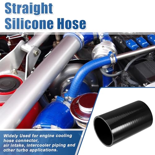 uxcell 3.25" ID 6" Length 4-Ply Reinforced High Temp Straight Coupler Silicone Reducer Hose Black for Car Intercooler Intake Piping Straight Silicone Hose - size: 3.25" ID