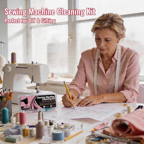 Prelady 30Pcs Sewing Machine Cleaning Kit, Durable Storage Box, Multi Brushes & Screwdriver, Universal Maintenance Tools for Household Sewing Machines