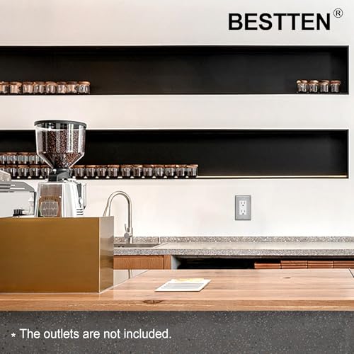 10 Pack BESTTEN Decorator Switch or Receptacle Outlet Metal Wall Plate - size: 1 Gang Decor