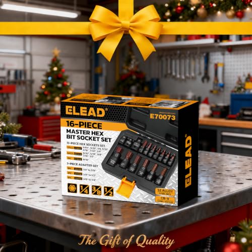 16-Piece SAE Hex Bit Impact Socket Set - Premium S2 Steel 5/64"-9/16" Allen Socket Set with Socket Adapters, 1/4”, 3/8” and 1/2” Drive | Professional Mechanic Garage Tools - style: SAE Hex