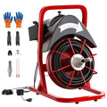 Garvee Drain Cleaner Machine, 75 Ft x 1/2 Inch Steel Core Cable, Portable 370 W Electric with Sewer Auger, Cutter, Air-Activated Foot Switch, for Commercial, Home