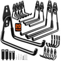 LANDNEOO Garage Hooks, 20-Pack Steel Garage Accessories for Organization and Storage, Heavy Wall Mount Duty Hooks with Anti-Slip Coating for Hanging Ladder, Bike, Power Tools and More Tools, Black