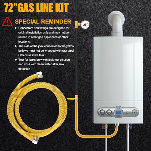 72" Dryer Gas Line Hose/Flexible Gas Line Kit with Connector1/2"MIP 3/4"FIP 3/4"MIP,5/8" OD Gas Range Connector Kit for Gas Stove,Dryer,Water Heater-by MIFLUS - size: 72in