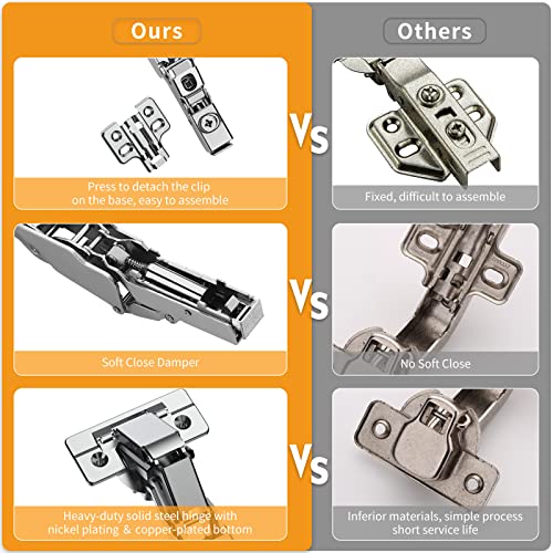 Chibery 2 Pack 165 Degree Frameless Lazy Susan Hinge, Clip ON Plate for Easy Installation, Soft Close Multi-Pivot Concealed Hardware for Corner Kitchen Cabinet, Cupboard Folded, Folden Door, Closets - color: 165° Frameless