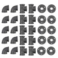 30 Pack 1/2 Inch Cast Iron Pipe Fittings with Elbows Tees Flanges - size: 1/2 Inch