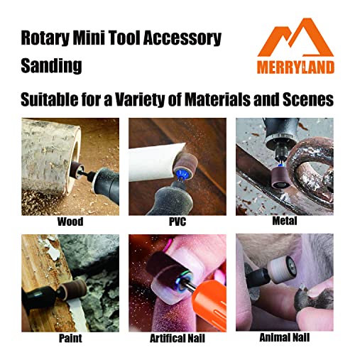 Merryland 184 Pack Sanding Drum 1/2 inch 120 Grit Drum Sander for Dremel - size: 120# 1/2" Sanding Band 184pcs