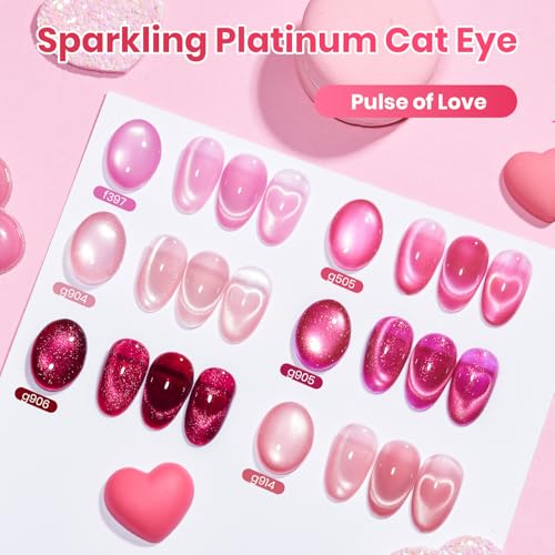 Beetles Pulse of Love Pink Cat Eye Gel Nail Polish Set, 6 Colors Pink Gel - color: A - Cat Eye | Pulse of Love