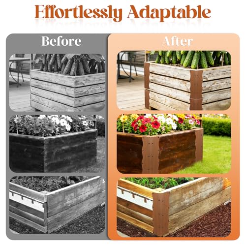 8 Pcs Metal Raised Garden Bed Corner Brackets L-Shape (11"x3"x3"), Brown - color: Brown