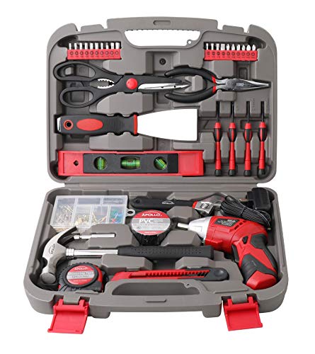 Apollo Tools 135 Piece Household Tool Set, Red DT0773 - color: Red, size: 135-Piece