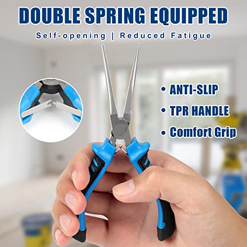 COMOWARE 6-Piece Mini Pliers Set, Multi-Function Precision Tools with Needle, Bent & Cutting Tips for Electronics, DIY & Crafting - color: Blue