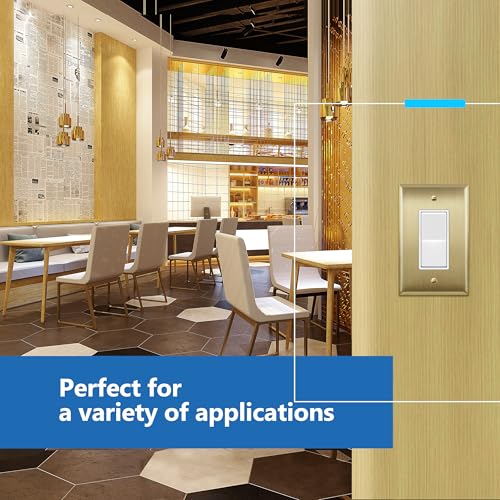 LIDER Switch, Receptacle Metal Wall Plate, Mid-Size 1-Gang, Brushed Brass - color: Brushed Brass, size: 1 Gang