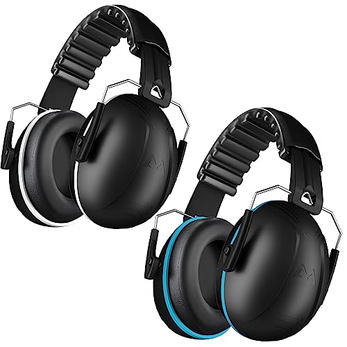 Noise Cancelling Ear muffs for Shooting Ear Protection, SNR 35dB Noise Reduction Headphones for Adult Kids Autism, Adjustable Sound Proof Hearing Protection for Shooting Mowing (Blue & White) - color: Blue & White
