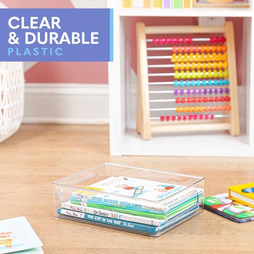 Plastic Food Storage 6 Pack Clear Container Bin with Handles for Organizing Kitchen, Pantry, Refrigerator, Freezer, Pantry, Cabinet, Closet, Bathroom. Stackable 10”x8”x3” - size: 10x8x3