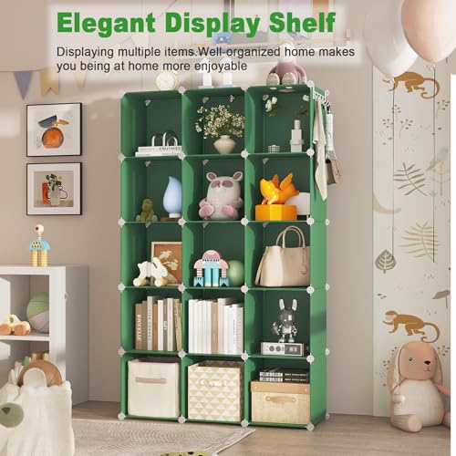 C&AHOME 16 Cube Storage Organizer Cube Shelf Units Storage Cubes, Green - color: Green