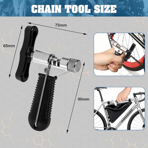 Oumers Universal Bike Chain Tool, Road & Mountain Bicycle Chain Breaker & Installer Kit, Chian Splitter Repair Kit - color: black