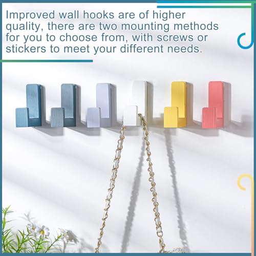 Teenyyou 6 Pcs Cute Kids Wall Hooks Adhesive for Backpack Colorful - color: Colorful