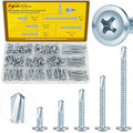 175PCS Self Tapping Screws Assortment Kit, #8 x 1/2'', 3/4'', 1-1/4'', 1'', 2'' Modified Truss Head Sheet Metal Screws,Self Drilling Screw for Metal Wood Plastic,Galvanized Steel - size: 175pcs #8 Blue