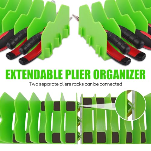 Pliers Organizer, 2-Pack 20-Slot Expandable Tool Rack, Green - color: Green, size: 2Pack
