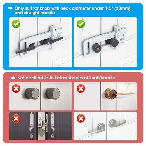AST French Door Lock for Double Doors, Adjustable, 3 Brass Keys, Key Differ - style: Matte White with Keyed Differ