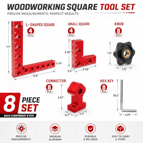 Corner Clamps for Woodworking, 8PCS 90 Degree Aluminum Positioning Squares