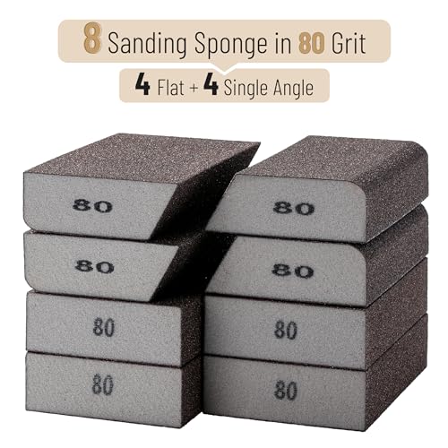 Bates- Sanding Sponge, 8 pcs, 80 Grit, Washable and Reusable, Sandpaper Block, Sanding Blocks for Wood, Sanding Pad, Drywall Sanding Block, Drywall Sanding Sponge - size: 8 Pack, 80 Grit