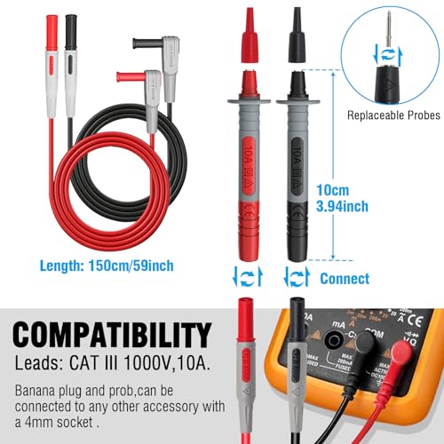 Multimeter Test Leads Kit,25PCS Current Probes with Replaceable Alligator Clips,Precision Sharp Probe,Test Hook,Test Tweezer,Wire Piercing Test Probe for Digital Electrical Multimeter Testing - color: Test Kit-3