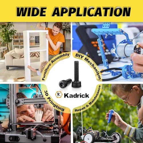 Kadrick M5 Screws Kit 1040PCS,M5x8mm-40mm Bolts with Nuts, Washers & Hex Wrench, Optimized Size Distribution, Class 12.9 Socket Head Cap M5 Screws, Black Zinc Plated, for Mechanical, Repair & DIY - size: M5 1040Pcs