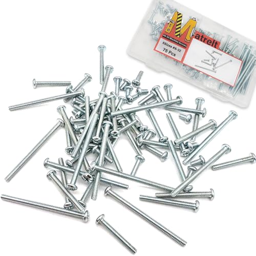 75 Pcs 5Sizes #6-32 Machine Screws Knob Screw Cabinet Screws Electricians Blots, Carbon Steel Zinc-Plated Phillips Pan Head Machine Screw Assortment Kit - size: #6-32-5Size-75P